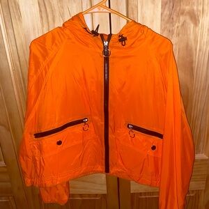 forever 21 orange cropped windbreaker jacket!!